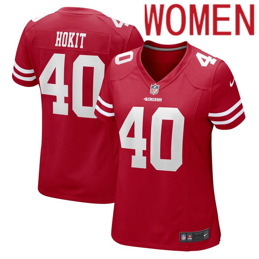 Women San Francisco 49ers 40 Josh Hokit Nike Scarlet Game NFL Jersey